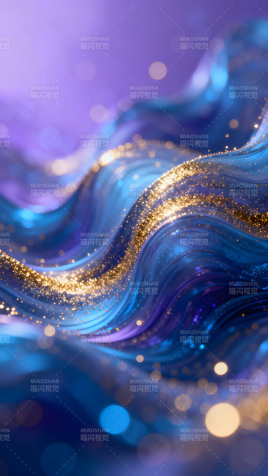 藍(lán)色波浪金色閃光迷人光暈-圖片