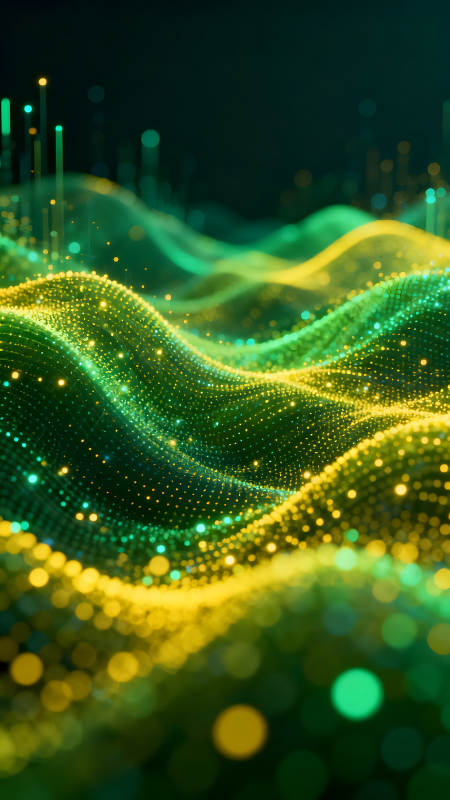 抽象綠色波浪光點背景-圖片