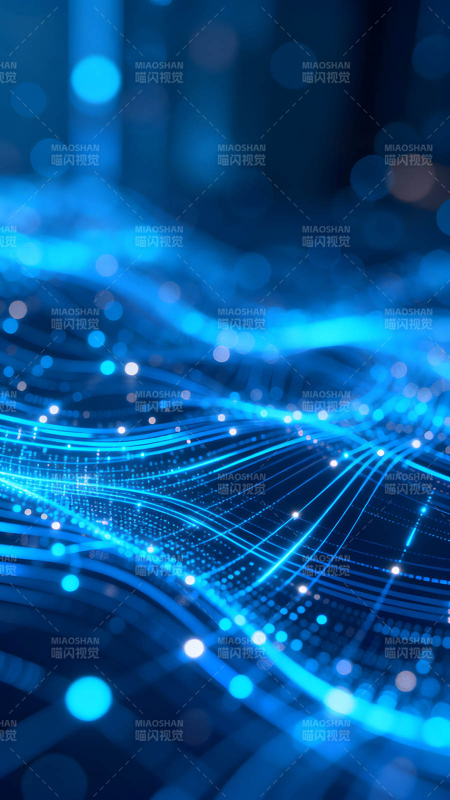 蓝色光线交织抽象背景-图片