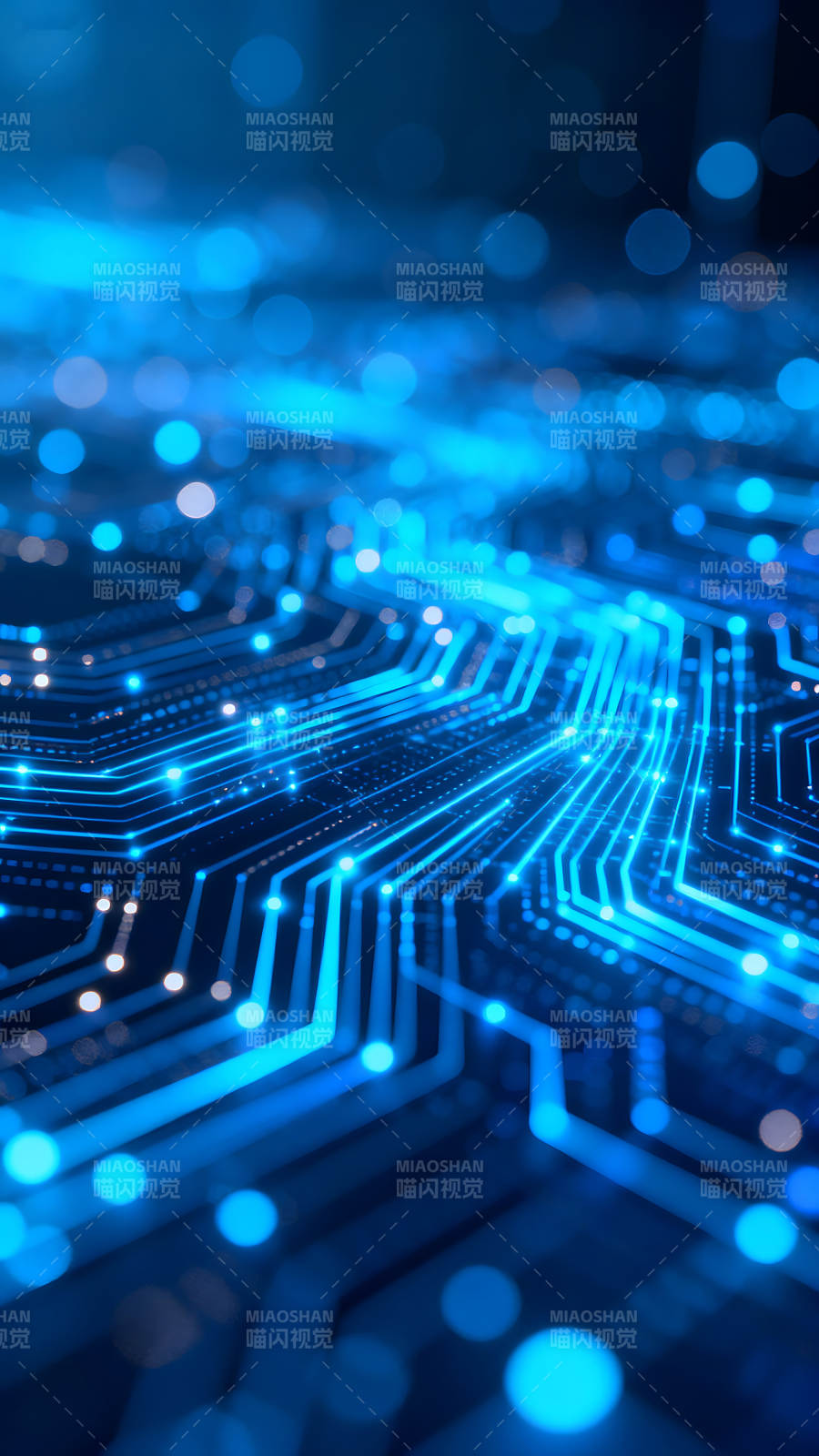 電路板抽象藍色科技感-圖片