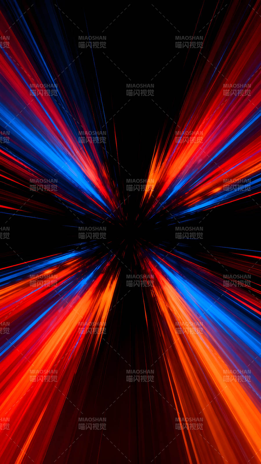 抽象的速度感红蓝光芒爆发-图片