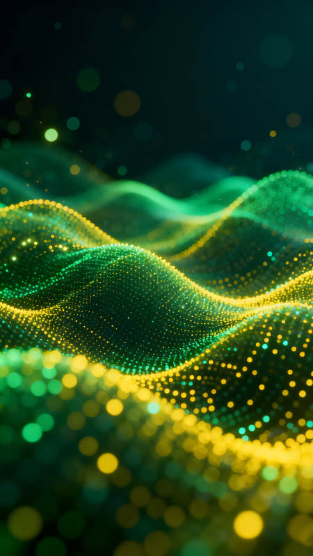 綠色光點波浪抽象背景-圖片