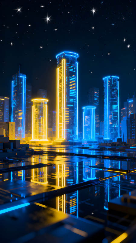 未來城市夜景科技感十足-圖片