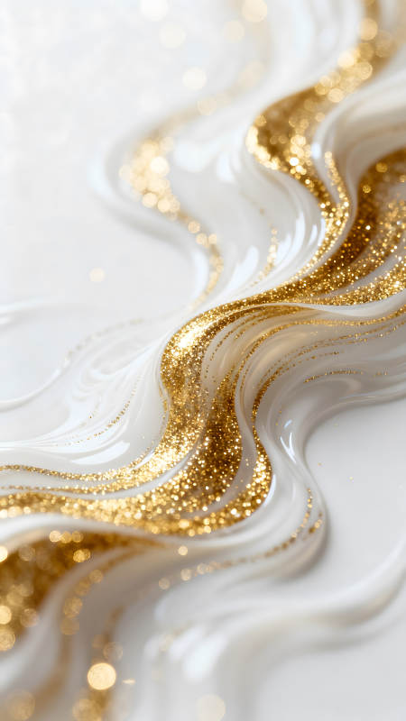 金色閃光與白色波紋的優雅結合-圖片