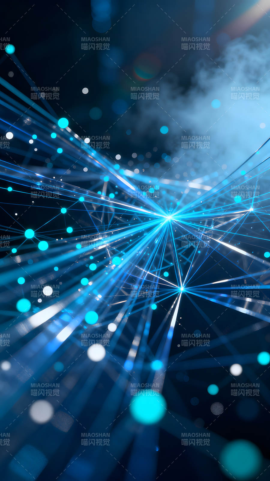 抽象科技藍色光線網絡-圖片