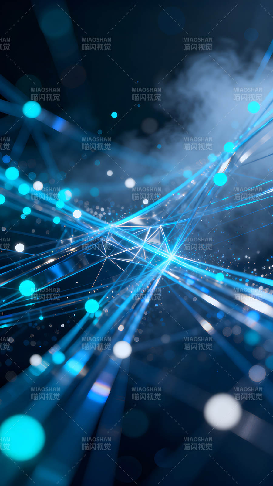 科技感藍(lán)色光線與節(jié)點(diǎn)連接-圖片