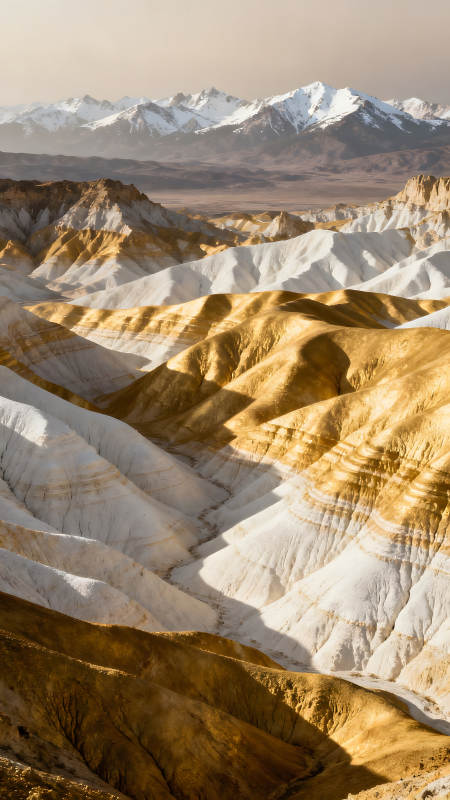 山脈層疊光影交錯景象-圖片