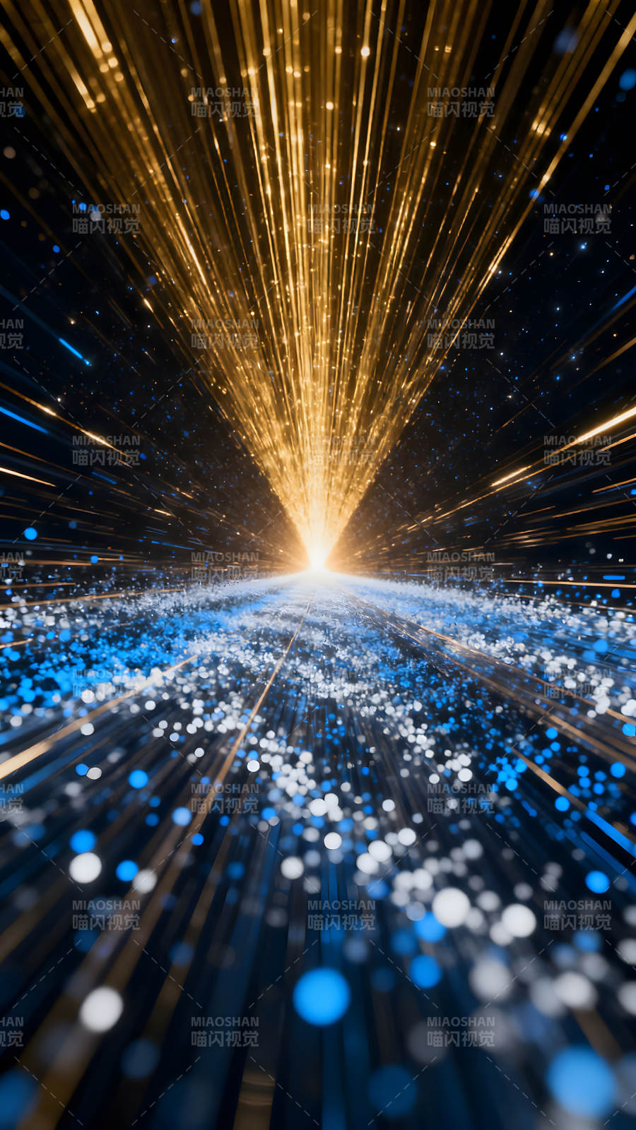 金色光芒照亮藍色星空-圖片