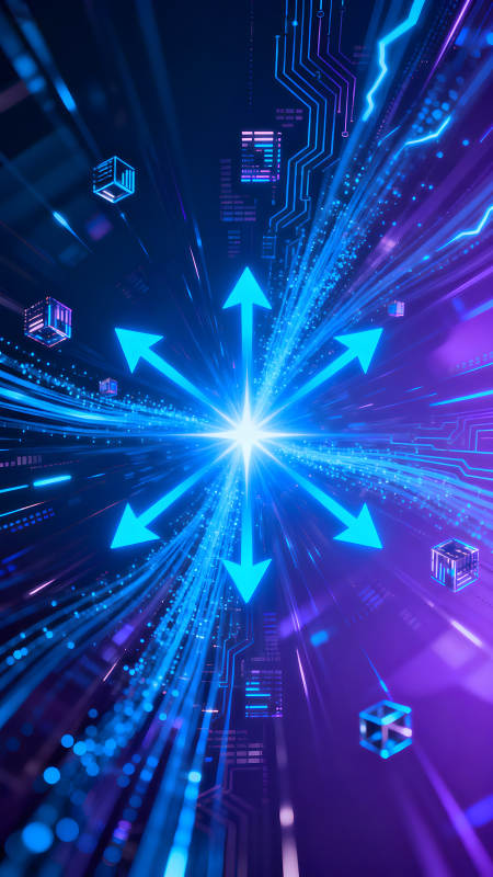 科技感十足的抽象箭頭和電路-圖片