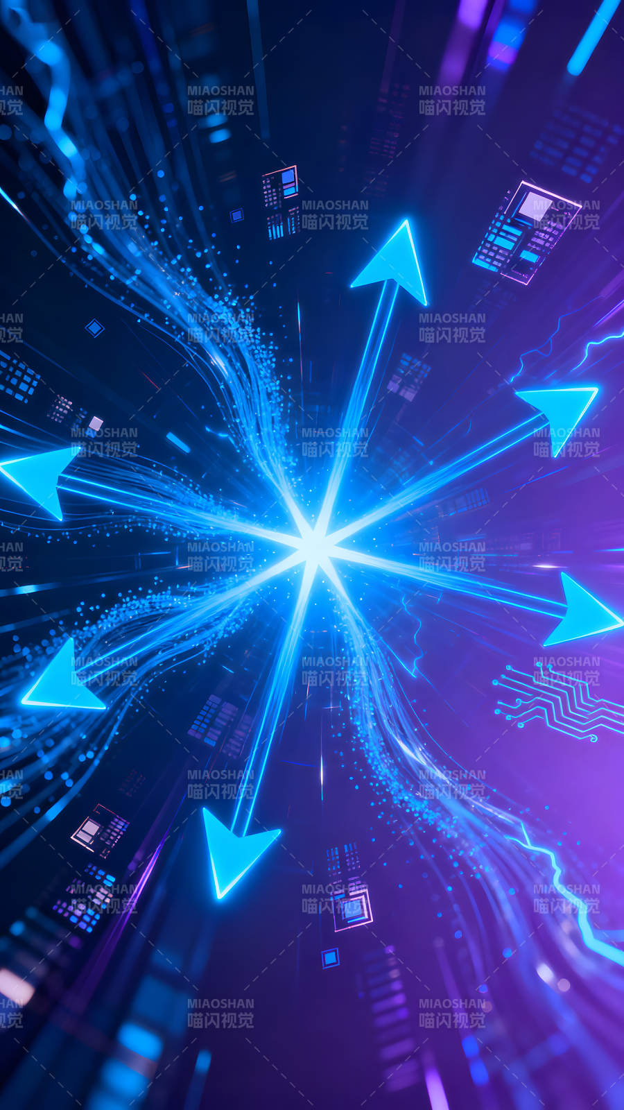 科技感十足的藍(lán)色光線擴(kuò)散圖-圖片