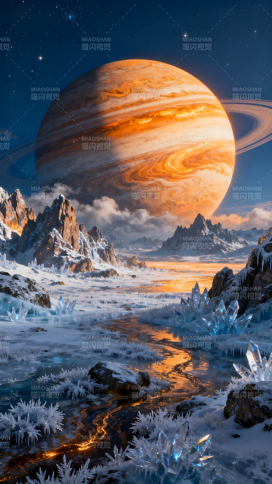 行星冰原奇觀宇宙晶體世界-圖片