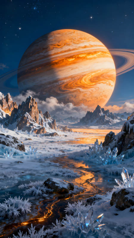 行星冰原奇觀宇宙晶體世界-圖片