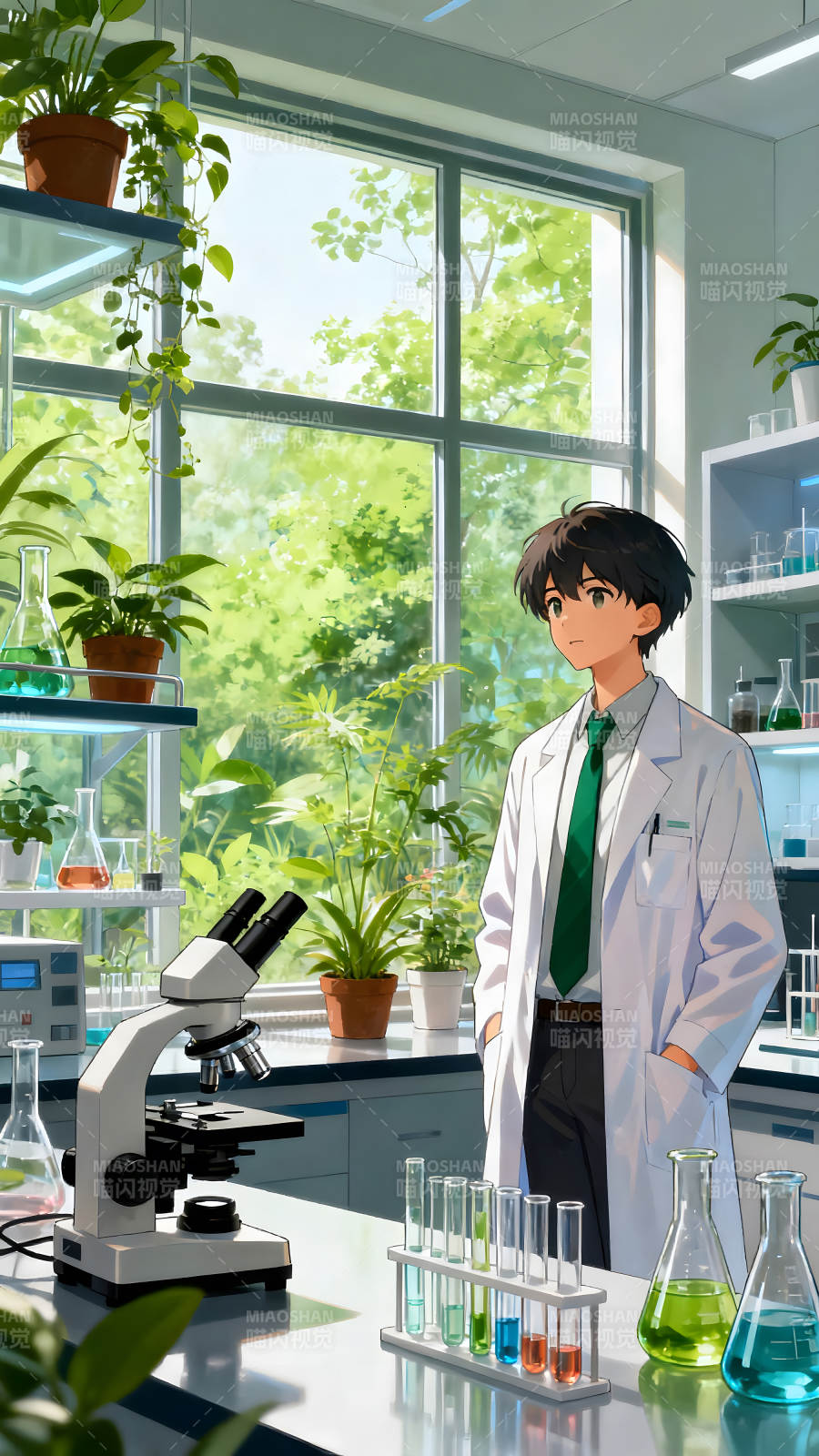 实验室里的动漫少年-图片