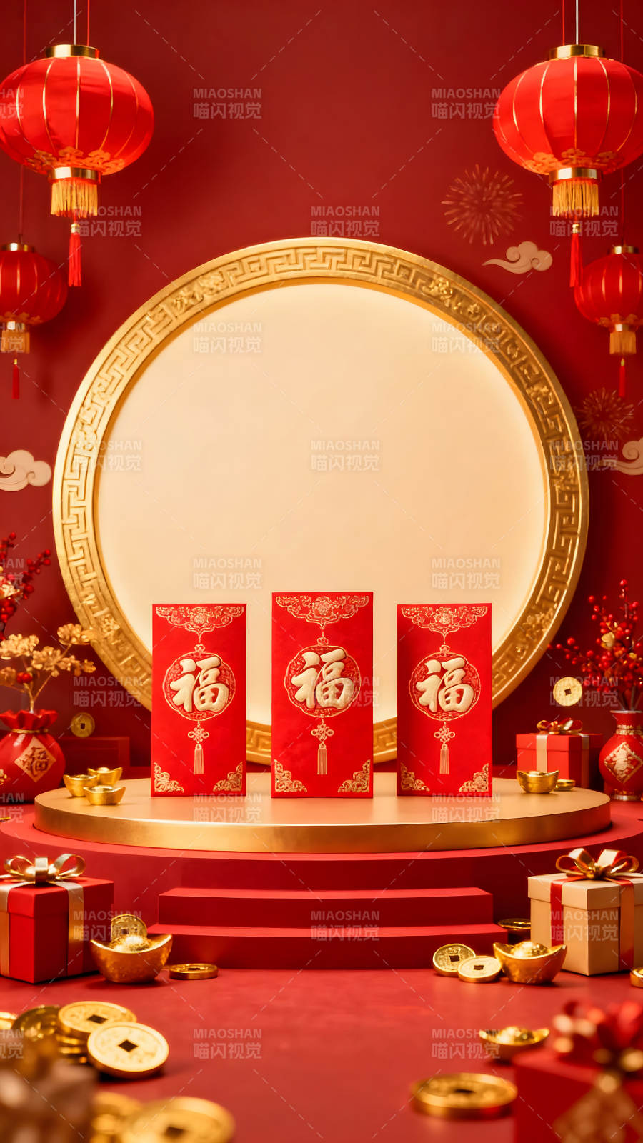 新年裝飾與紅包元素-圖片