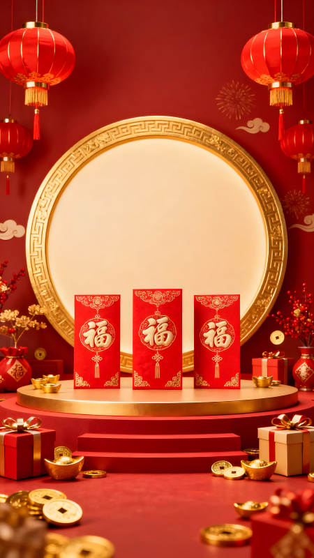 新年裝飾與紅包元素-圖片