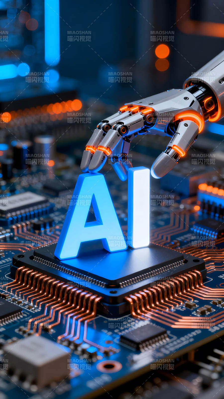 人工智能与电路板结合的未来科技-图片