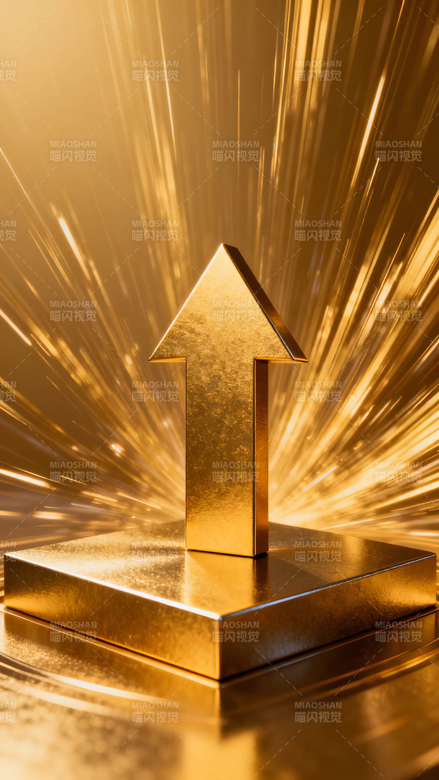 金色箭头上升标志闪耀-图片