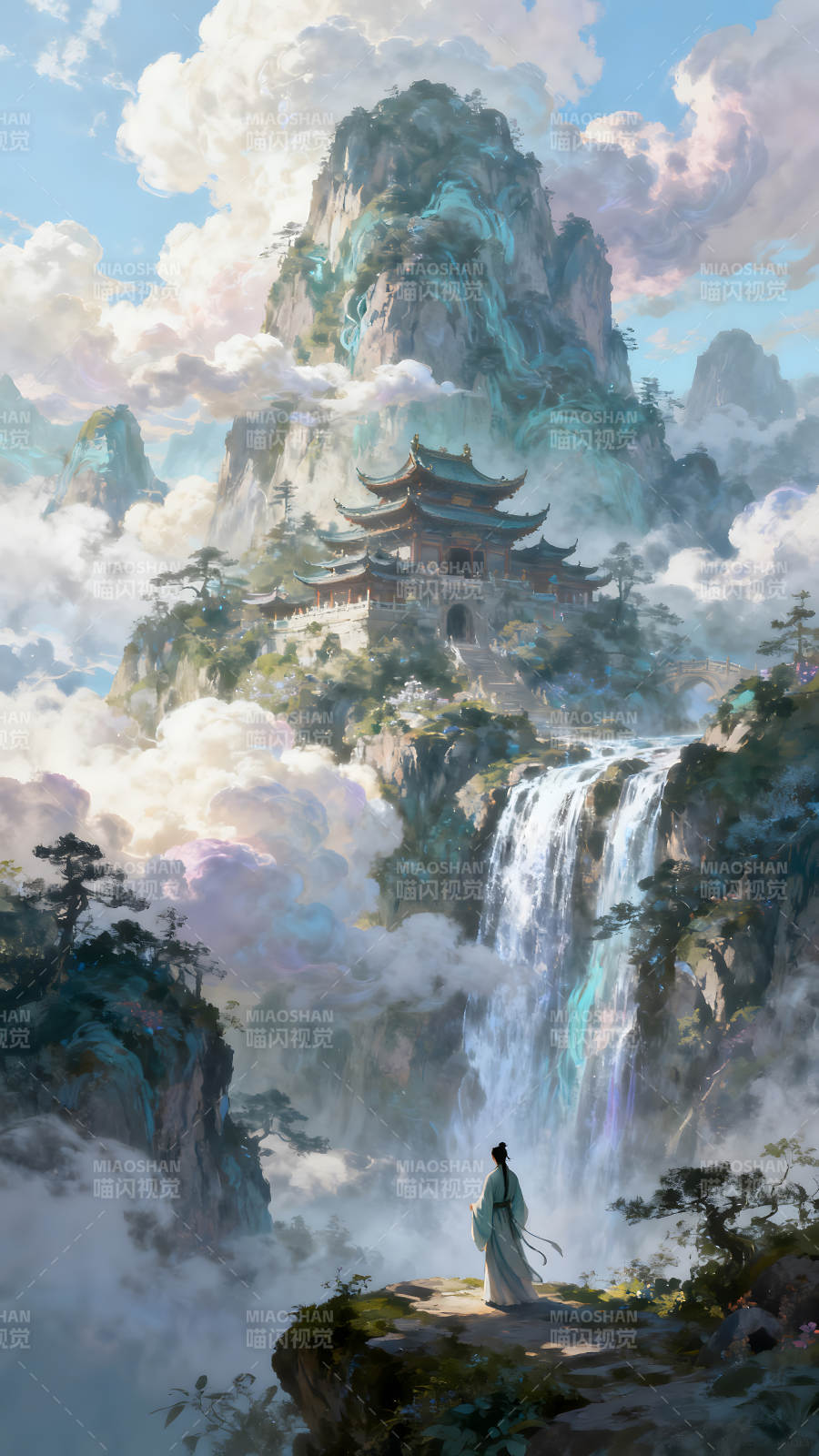 山寺瀑布云海仙境-圖片