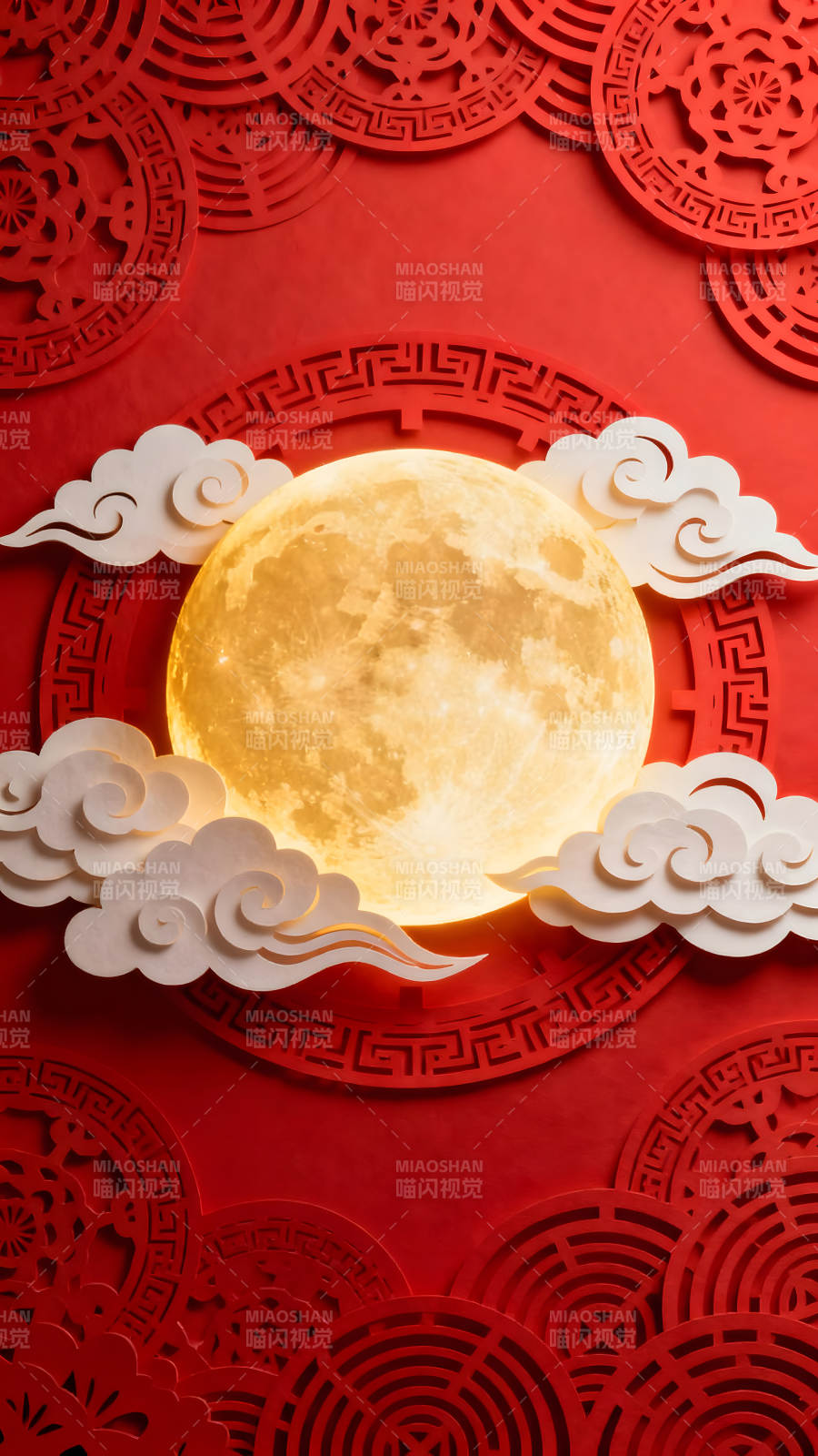 中秋佳節(jié)皓月當(dāng)空云彩飄飄-圖片