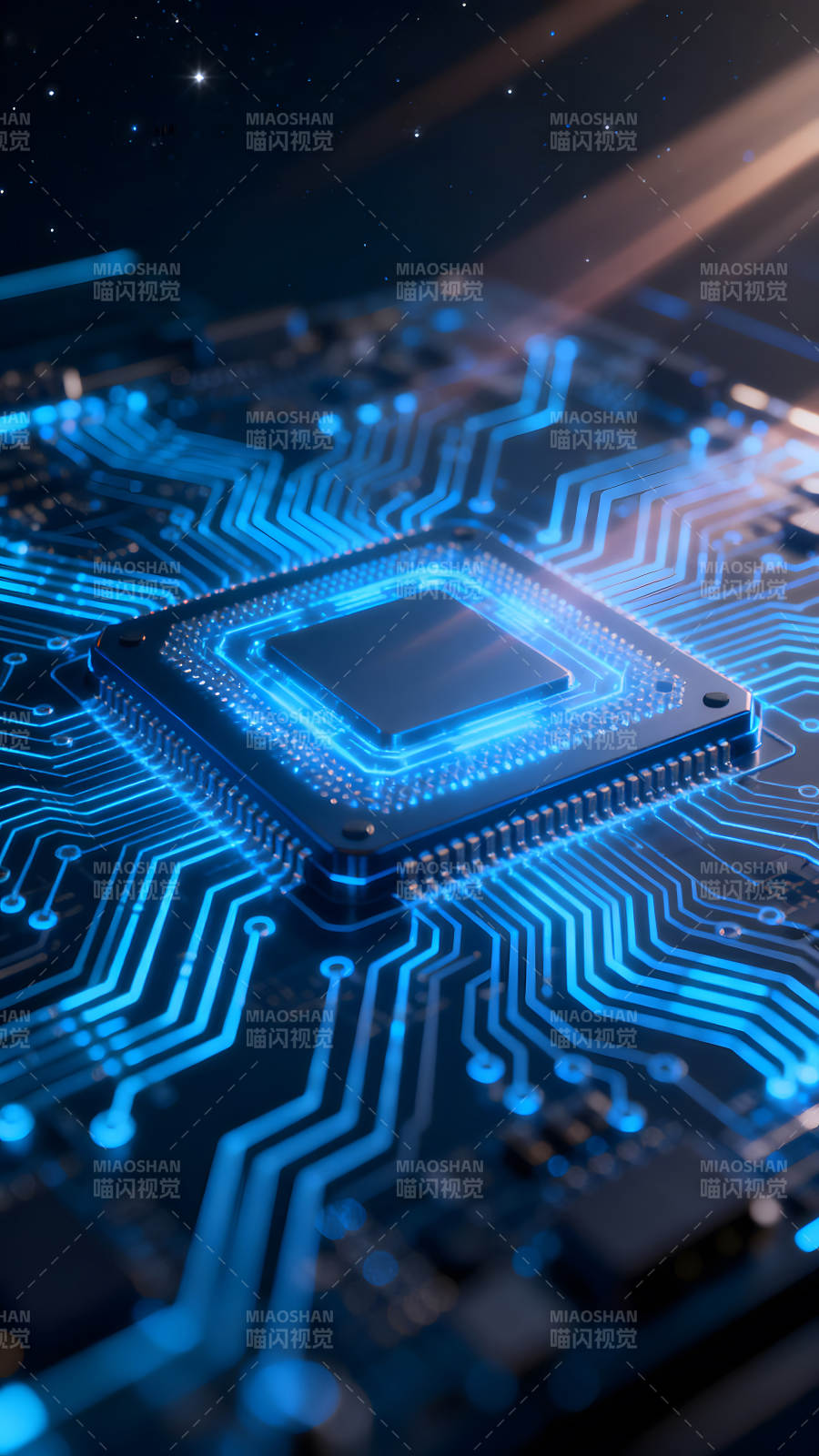 電路板芯片發光科技感-圖片