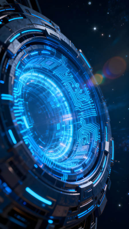 未來科技感藍光漩渦-圖片