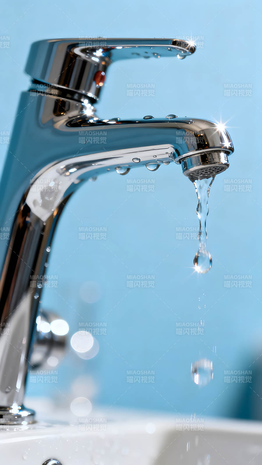 水龍頭特寫滴水瞬間高清攝影-圖片