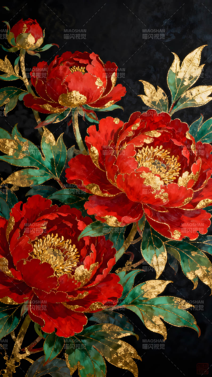 富麗堂皇的紅牡丹-圖片