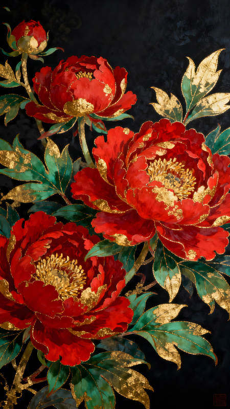 富麗堂皇的紅牡丹-圖片