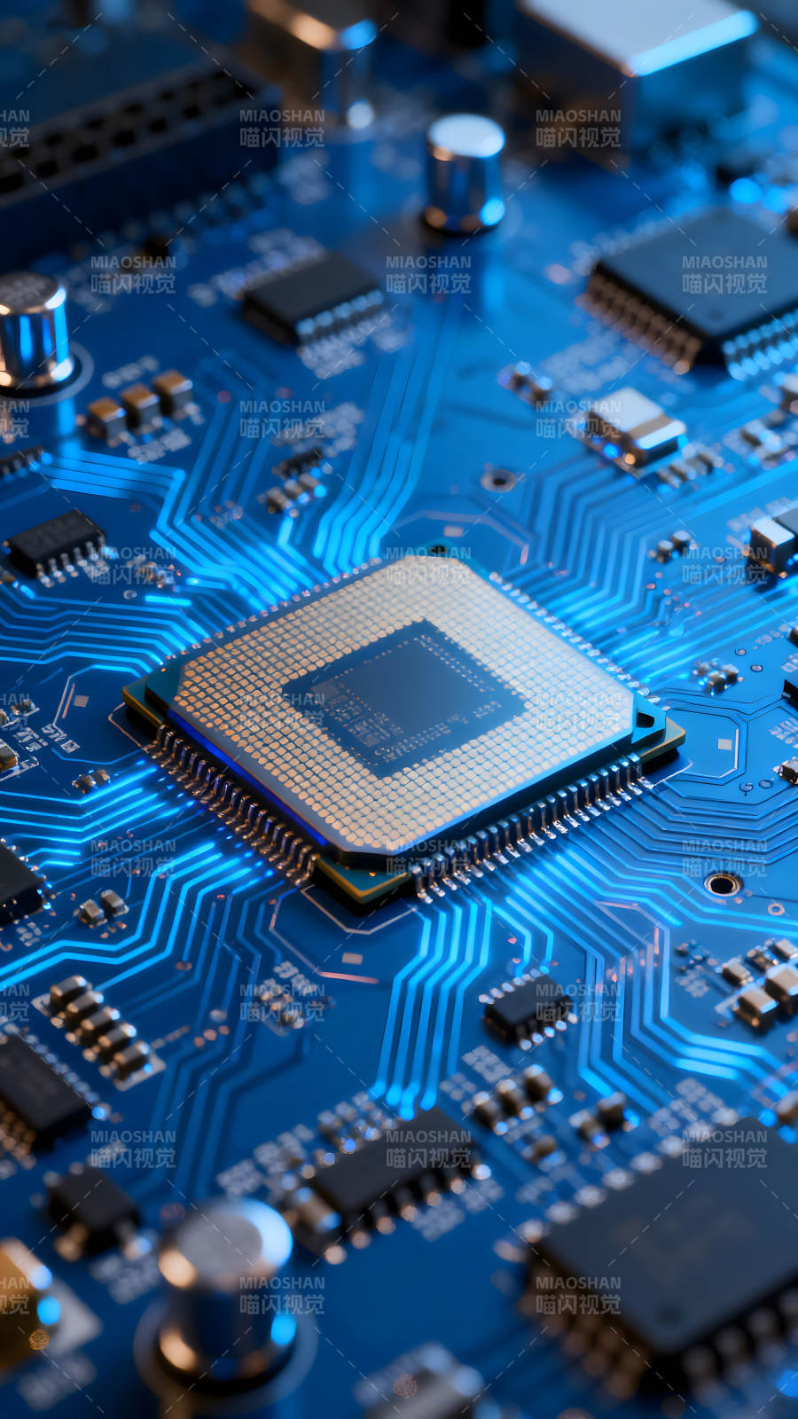 電路板中央處理器特寫圖片