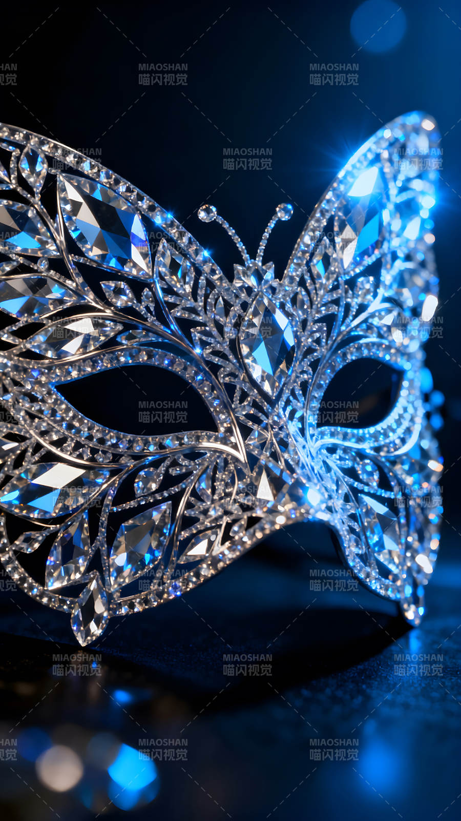 鑲滿寶石的蝴蝶面具閃耀著光芒-圖片