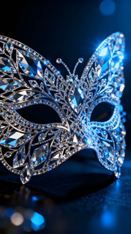 鑲滿寶石的蝴蝶面具閃耀著光芒-圖片