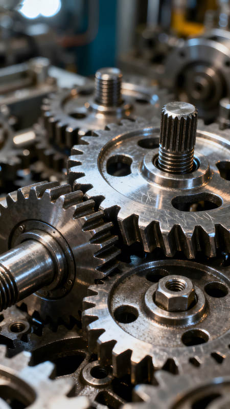 金屬齒輪特寫細節(jié)展示工業(yè)機械零件-圖片