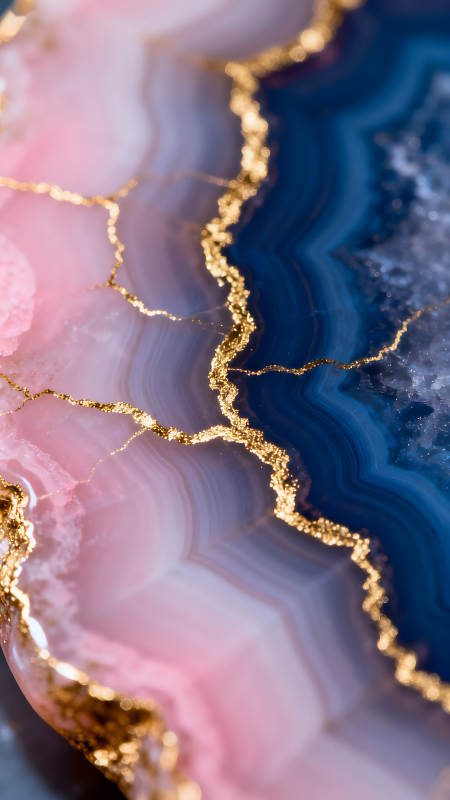 粉色藍色寶石與金色紋理裝飾-圖片