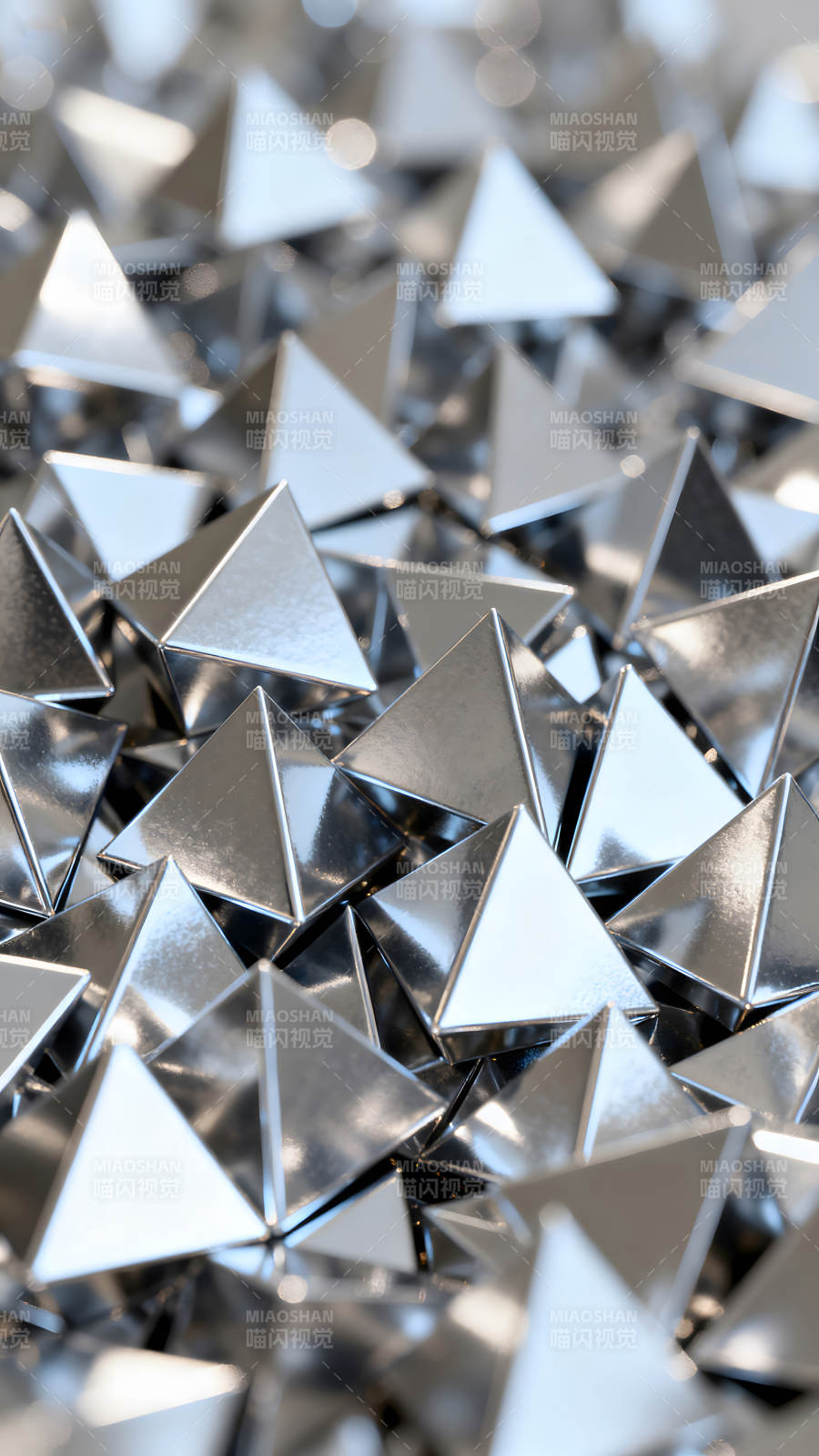 闪耀银色几何形堆叠-图片