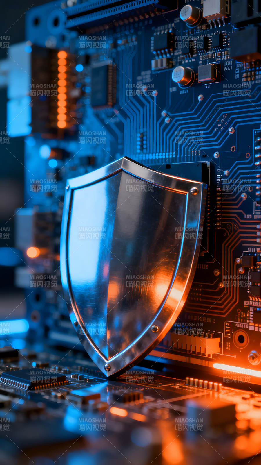 电路板上的金属盾牌网络安全-图片