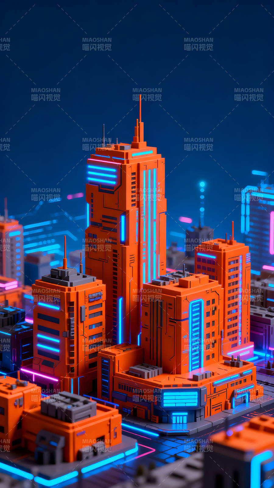 賽博朋克風格未來城市建筑-圖片