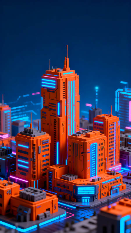 賽博朋克風格未來城市建筑-圖片