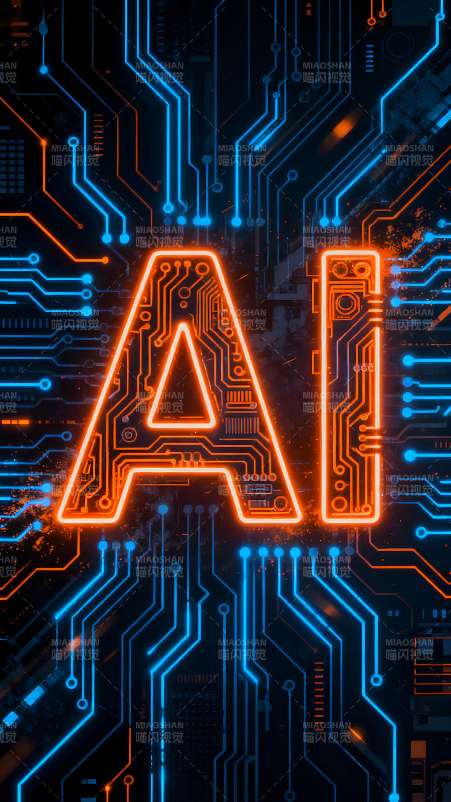 AI科技感電路板圖像-圖片