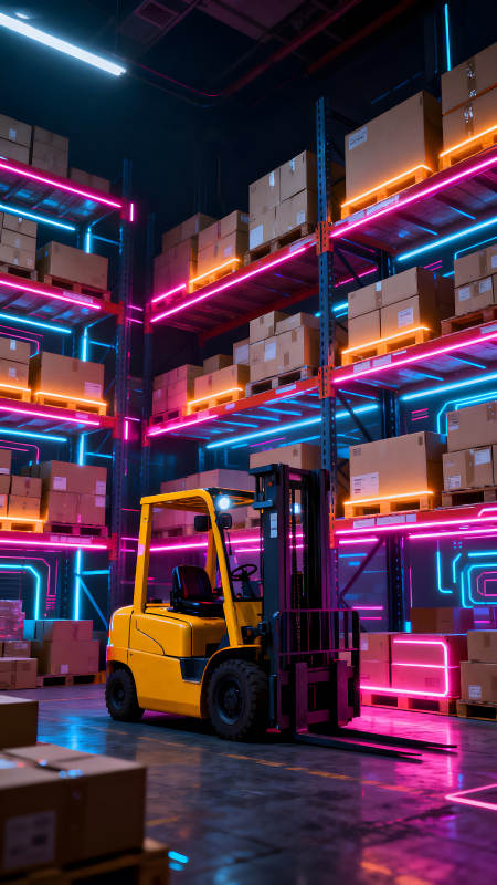 賽博朋克風倉庫內部景象-圖片