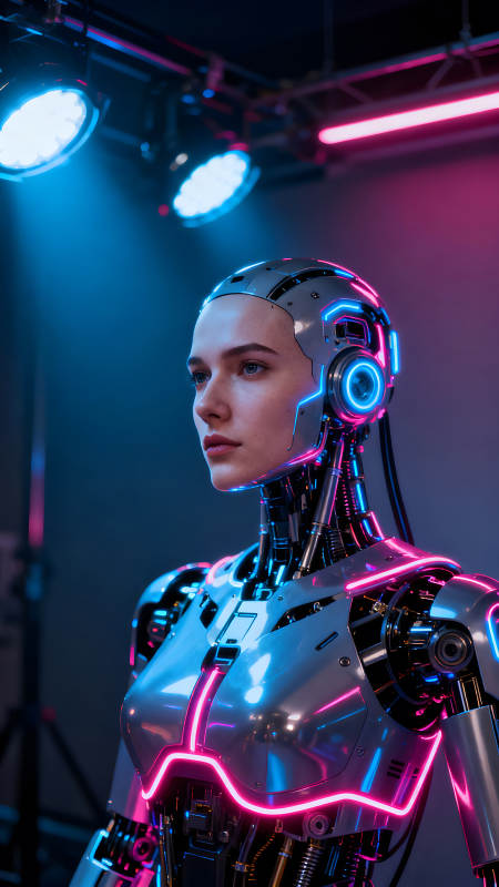 機器人女性的未來主義肖像-圖片