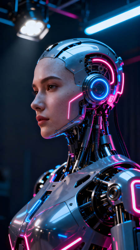 賽博朋克風格的機器人女性-圖片