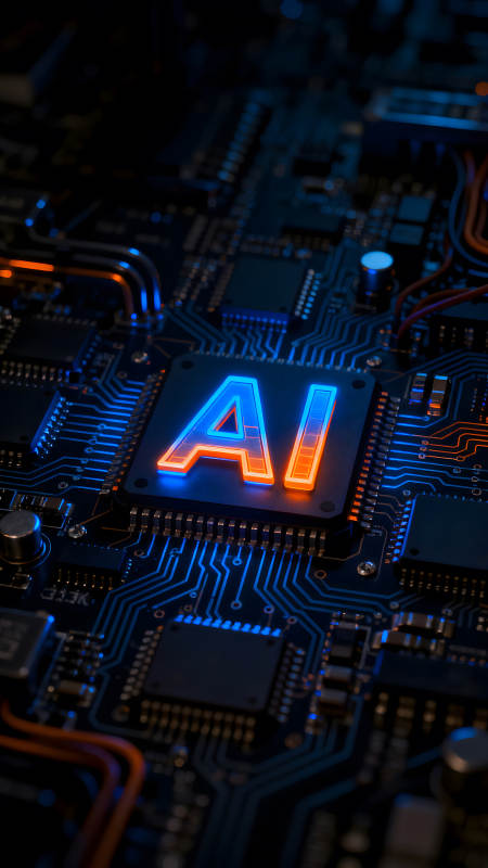 AI科技電路板發光效果展示-圖片