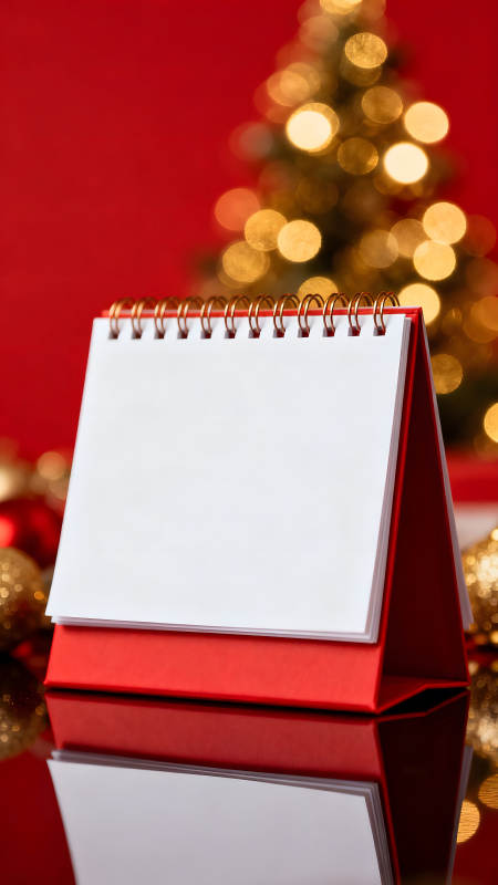 節(jié)日氛圍的臺(tái)歷與燈光-圖片