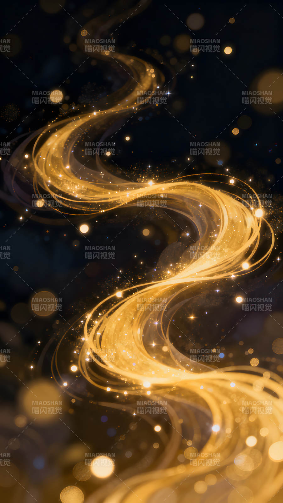 金色光帶在夜空中蜿蜒飄動-圖片