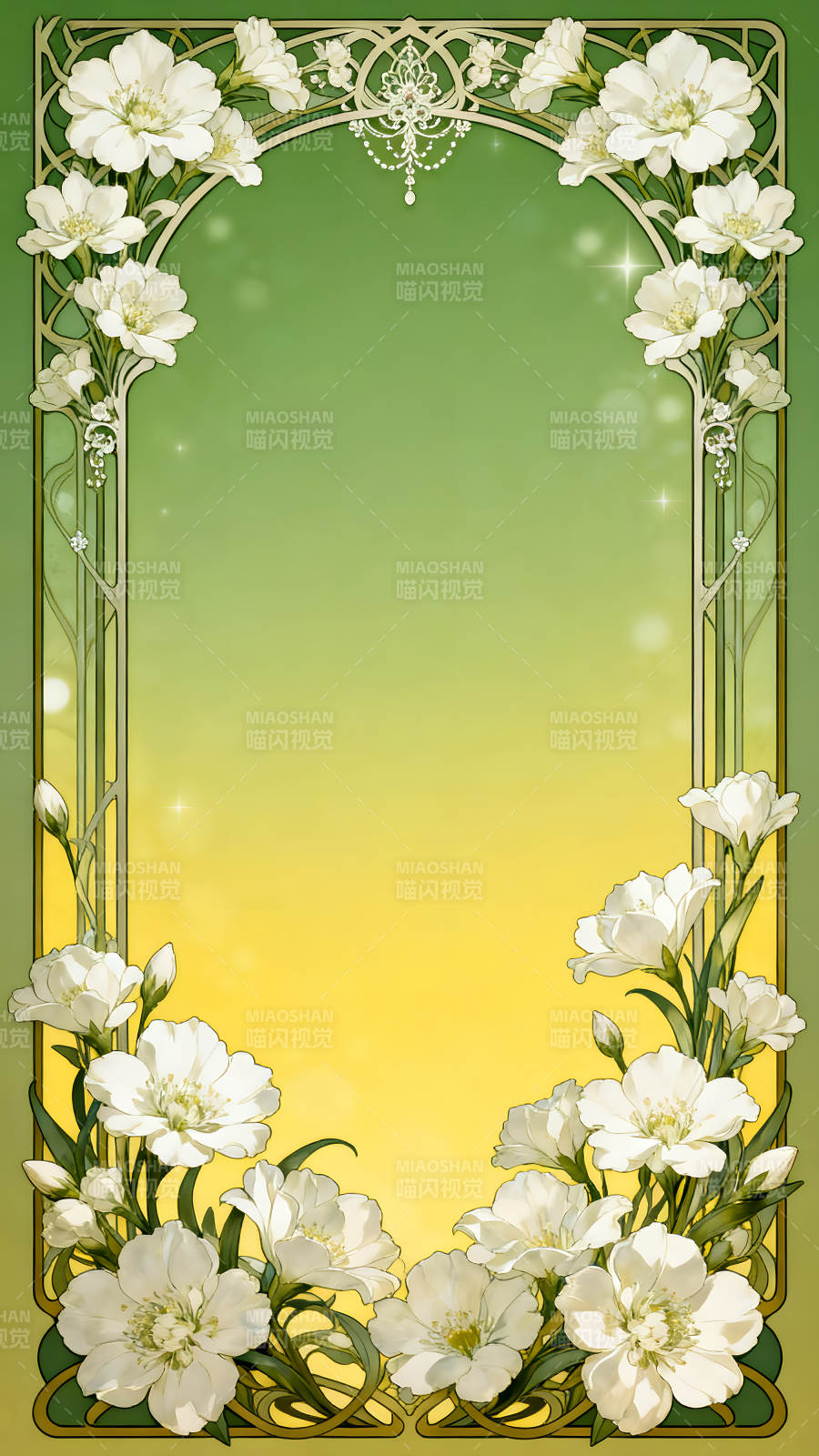 花卉裝飾的漸變背景圖-圖片