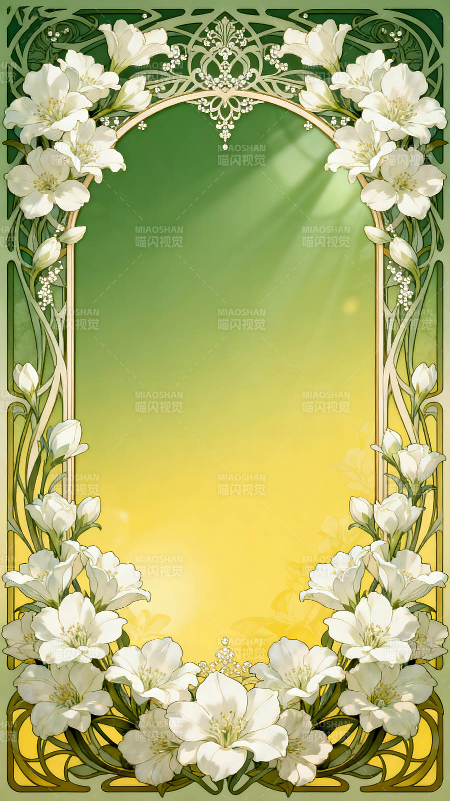 優(yōu)雅花卉邊框背景圖片設(shè)計(jì)-圖片