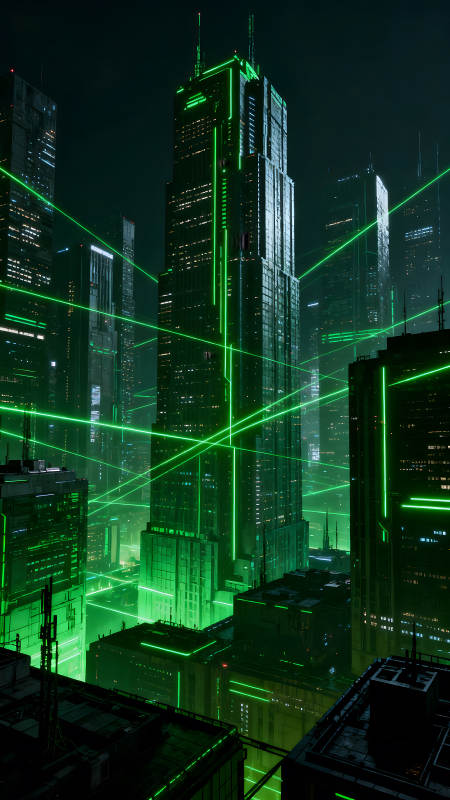 賽博朋克未來都市夜景光影交錯-圖片