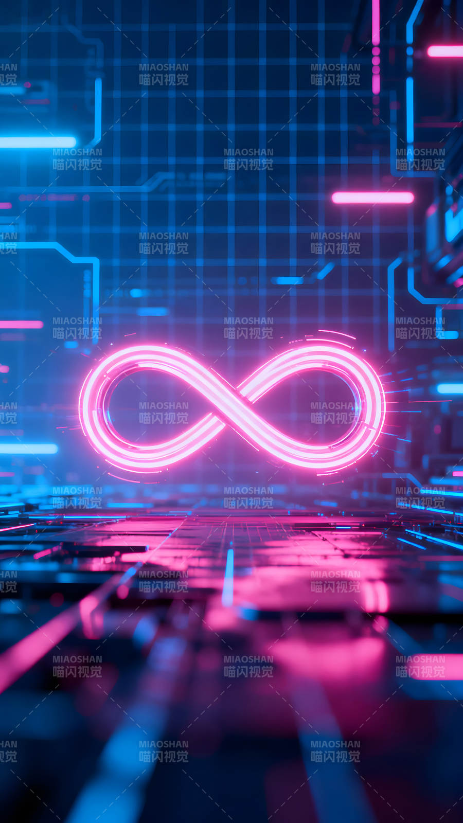 科技感無(wú)限符號(hào)藍(lán)色粉色-圖片
