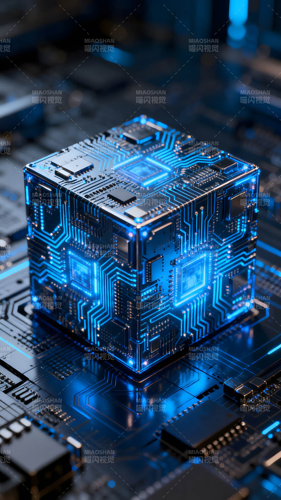 電子科技未來感立方體芯片-圖片