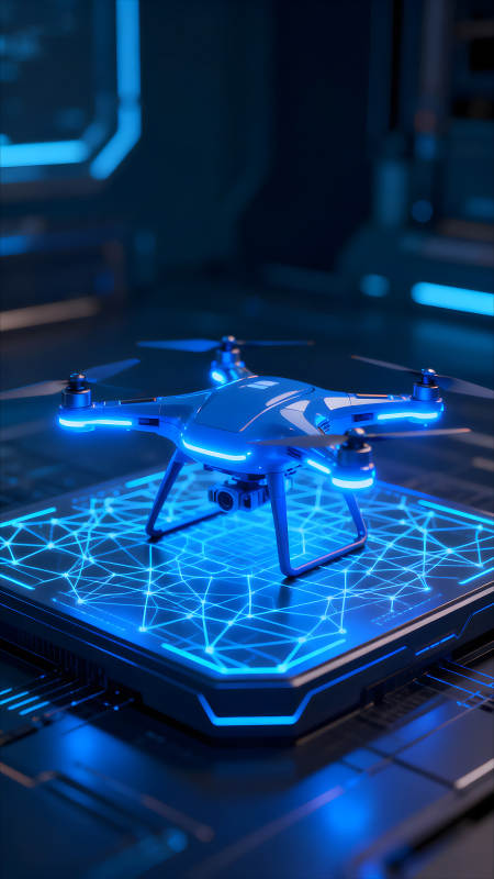 未來科技感藍色無人機概念圖-圖片